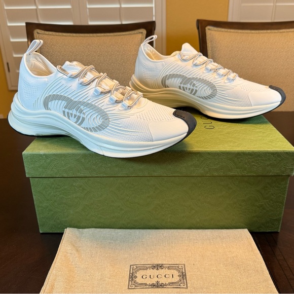 Gucci Other - New Authentic Gucci Run GG Logo Sneakers Shoes White Gray Size UK 12 / US 12.5